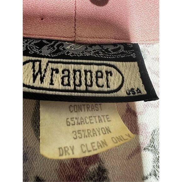 Rare Vintage Wrapper Bohemian 2 pcs Floral Print Suit Blazer Skirt Pink Trim SzS - Picture 5 of 16